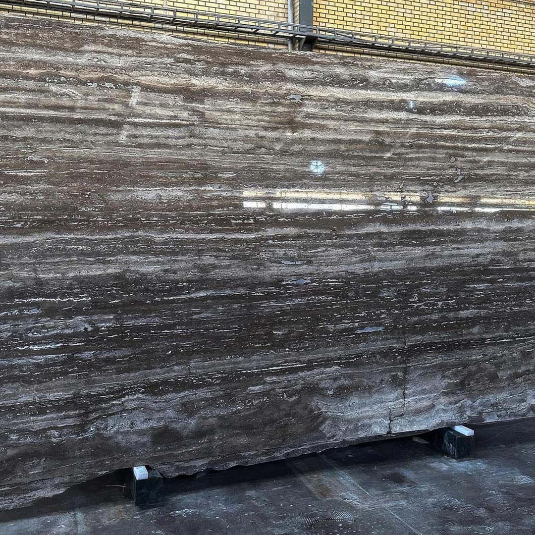 Grey travertine slab