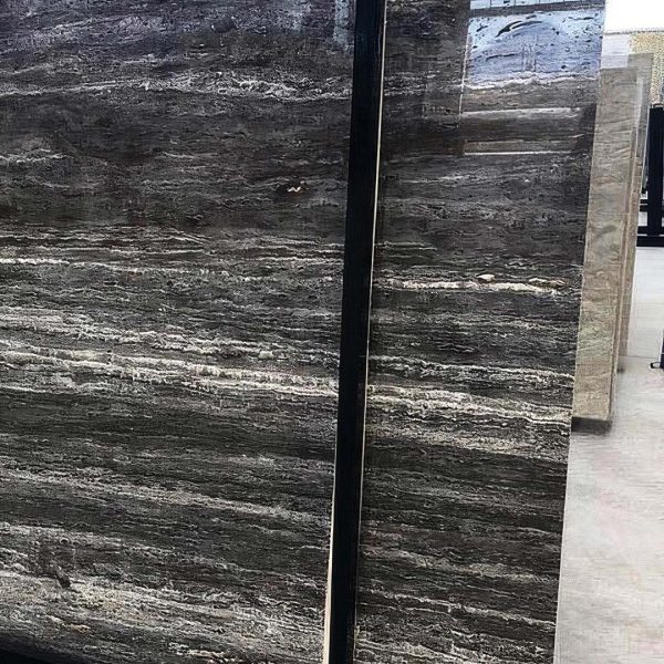 Grey travertine slab