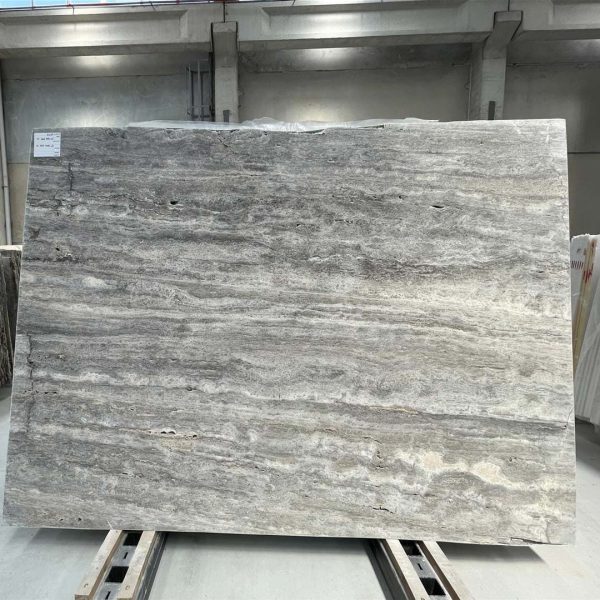 Silver travertine slab