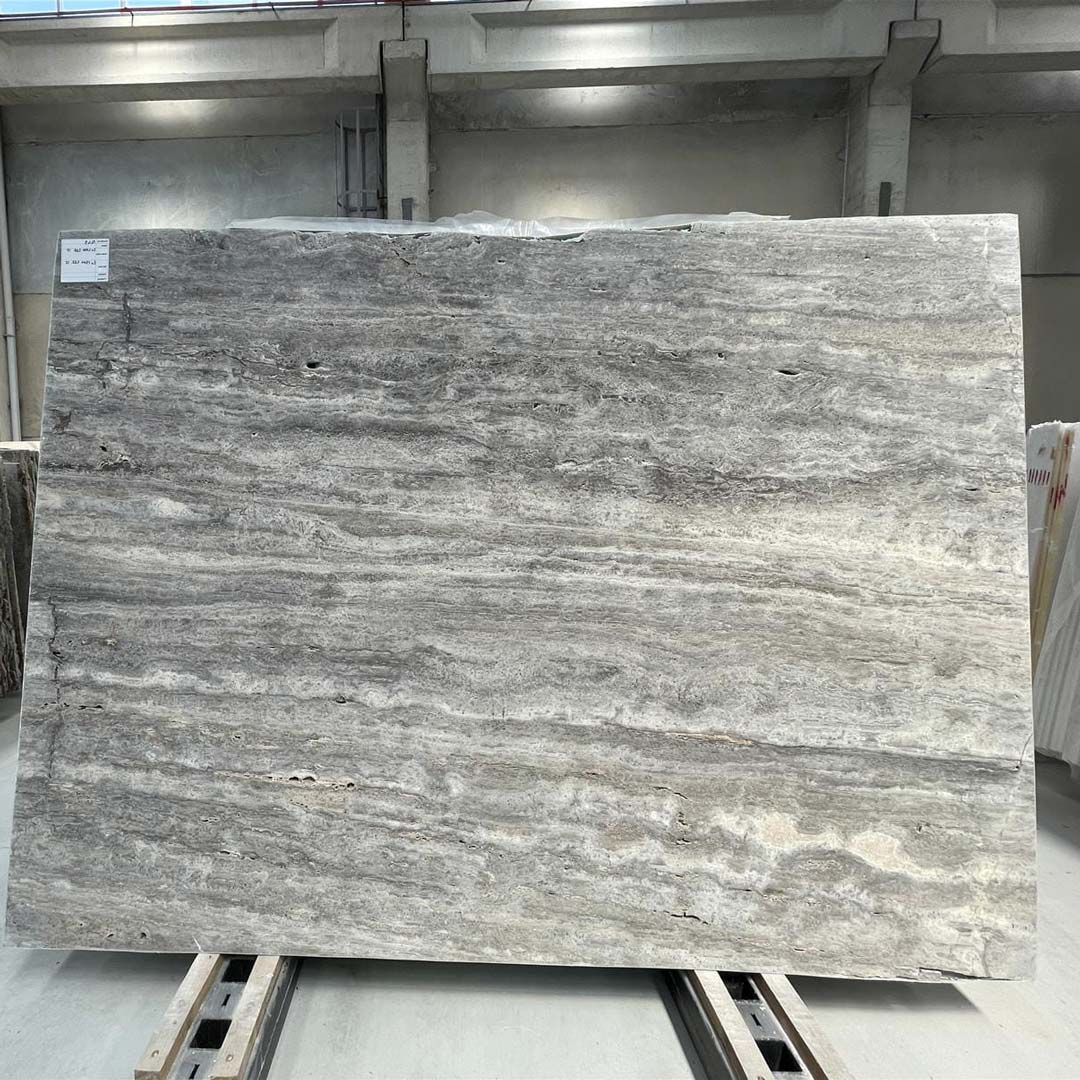 Silver travertine slab